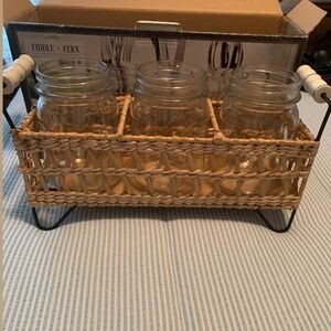 Rattan Metal Flatware Caddy - NEW IN BOX